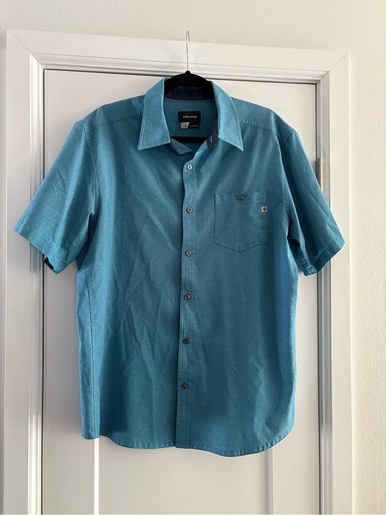 Marmot Other - Marmot Men’s Short-Sleeve Button-Up Shirt Teal Blue Front Pocket #H54500 Size L